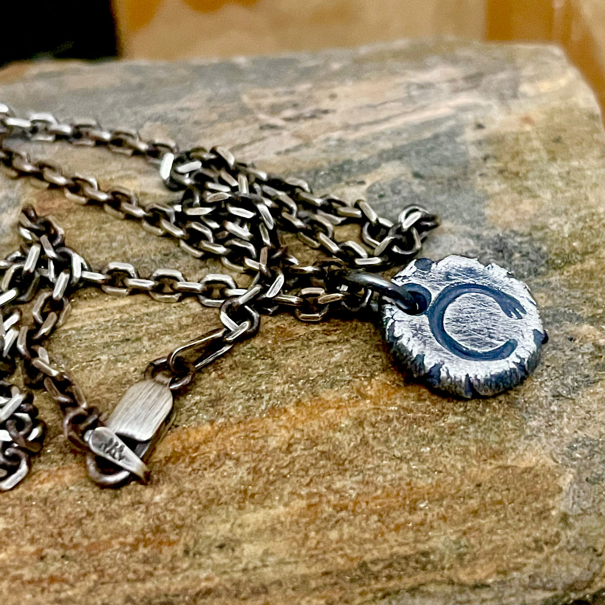 Men's Zen Enso Circle Necklace - Oxidized Sterling Silver | Ella