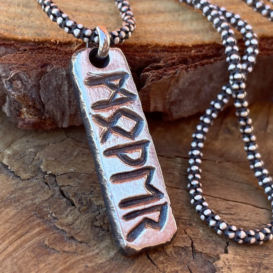 Custom Viking Jewelry, Elder Futhark Alphabet Necklace in heavy sterling silver, Nordic Bind Runes