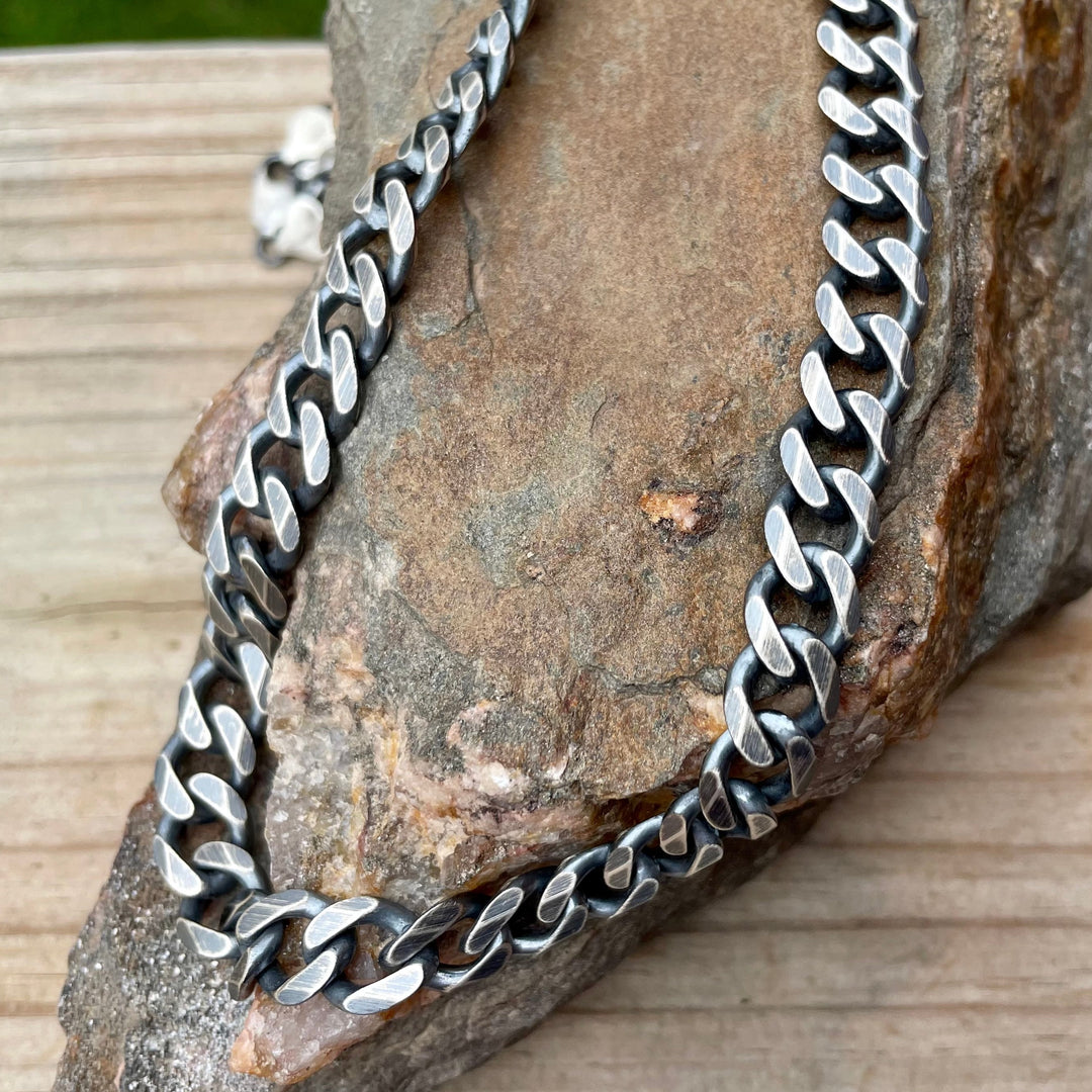 10mm Sterling Silver Curb Chain Necklace or Bracelet