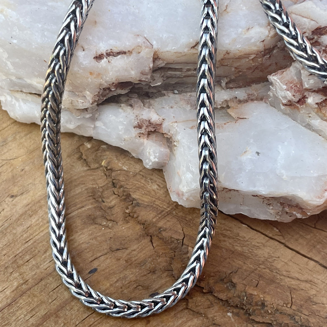 Heavy 4.3mm sterling silver round foxtail chain necklace pendant necklace layering necklace - Ella Joli