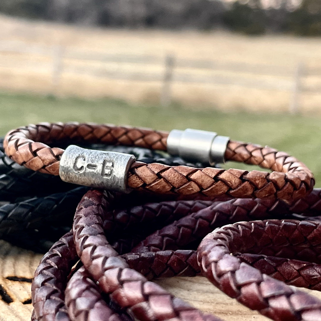 Personalized Leather Bracelet for Men or Women. Customized with Initials, Name, Date or Cattle Ranch Brand. 