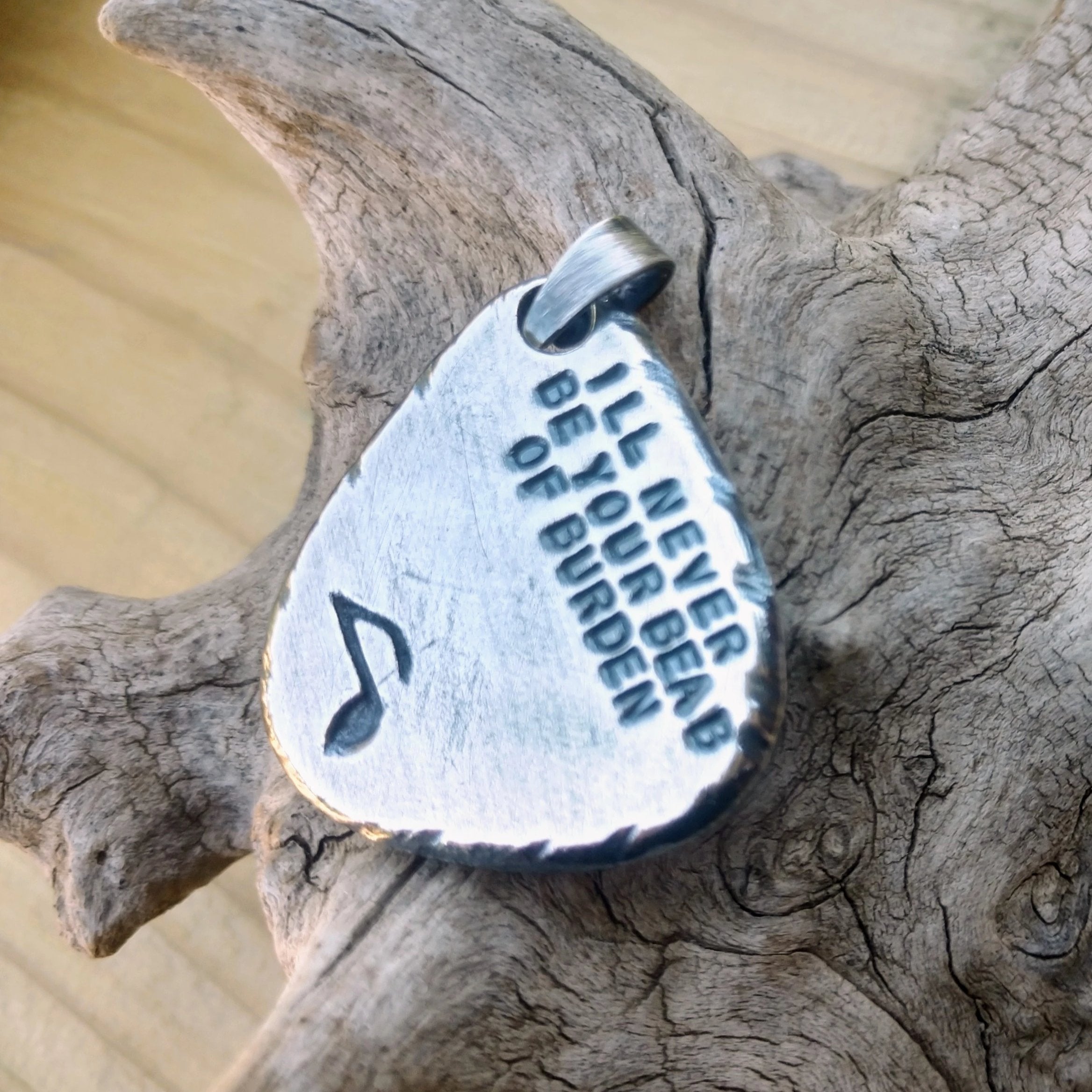Mens Guitar Pick Pendant | Personalized Pendant | Sterling Silver - Ella Joli