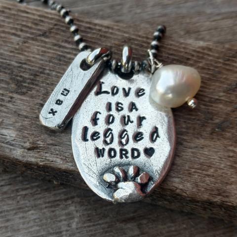 Paw Print Necklace | Pet Lover Gift | Love is a Four Legged Word - Ella Joli