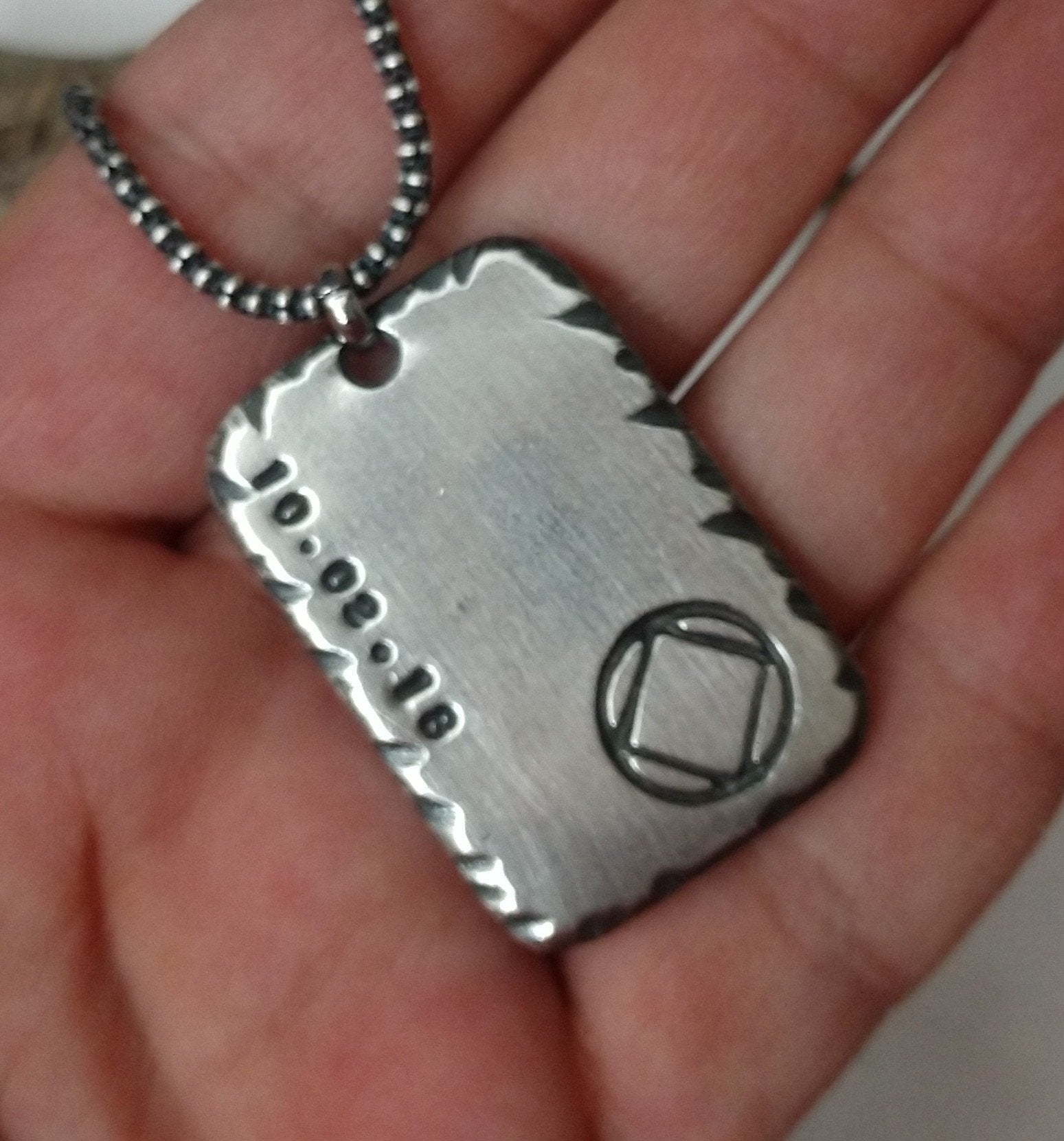 Mens Recovery Necklace | Sterling Silver Personalized AA or NA Pendant - Ella Joli