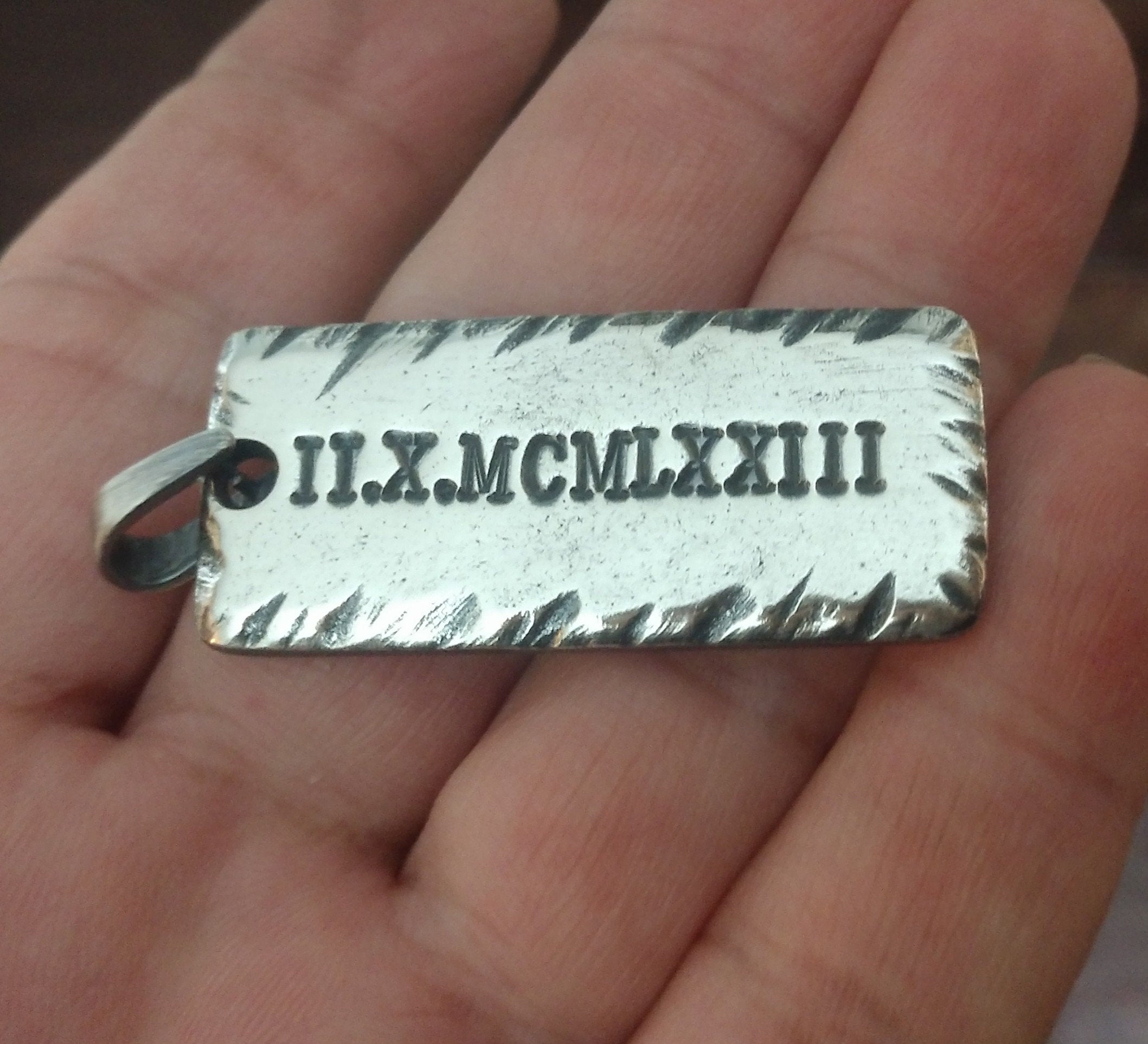 Mens Personalized Rectangle Pendant | Sterling Silver | Name Necklace - Ella Joli