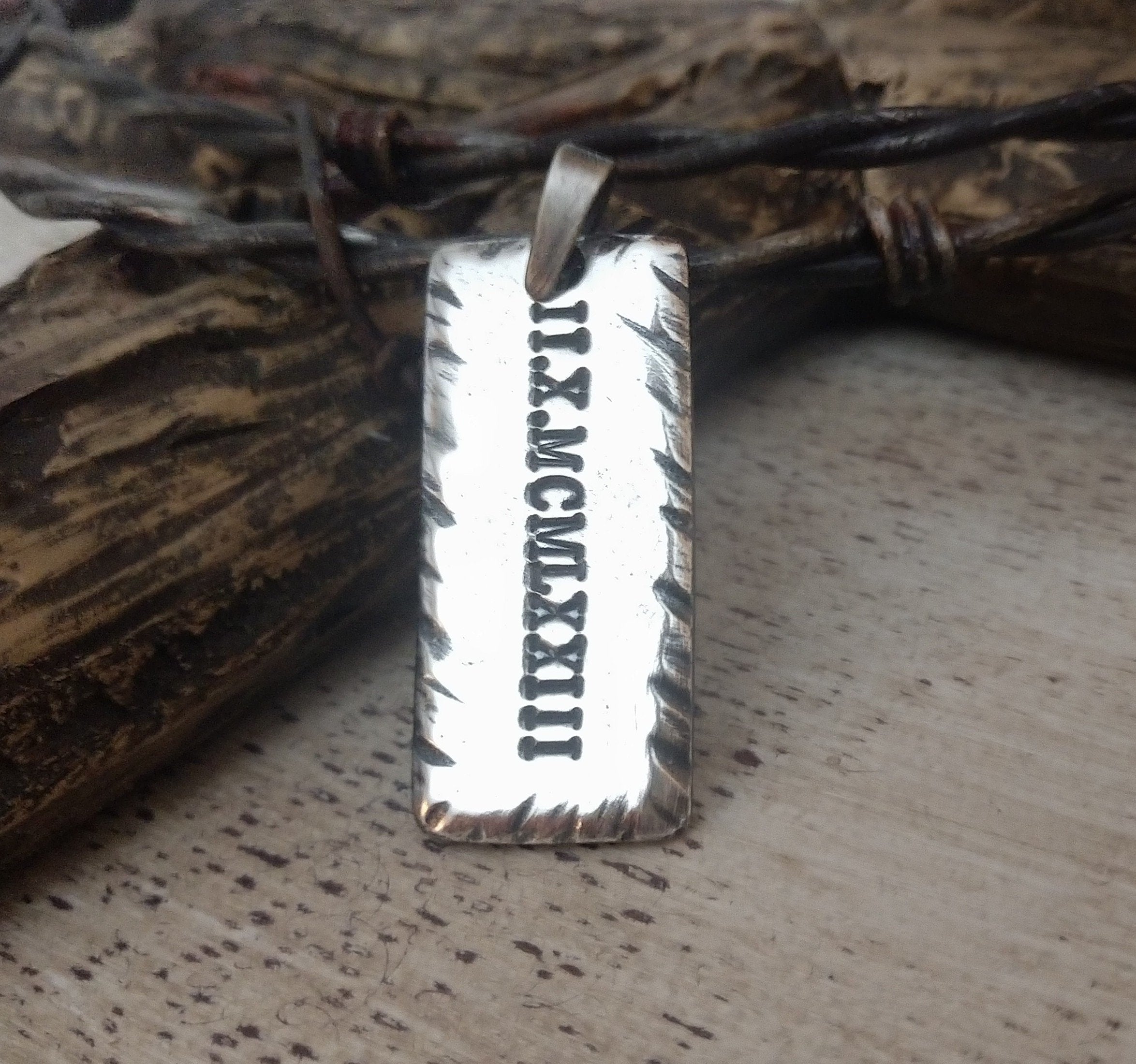 Mens Personalized Rectangle Pendant | Sterling Silver | Name Necklace - Ella Joli