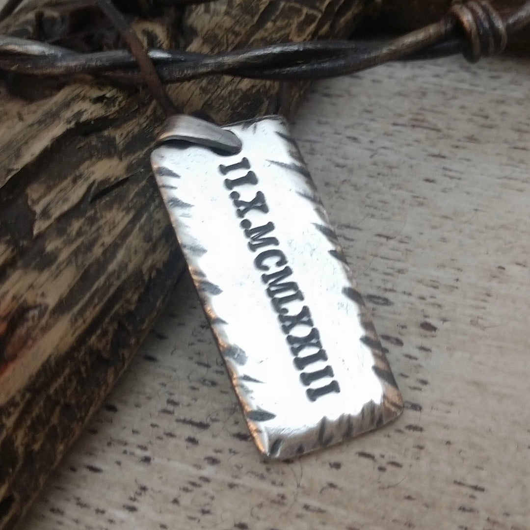 Mens Personalized Rectangle Pendant | Sterling Silver | Name Necklace - Ella Joli