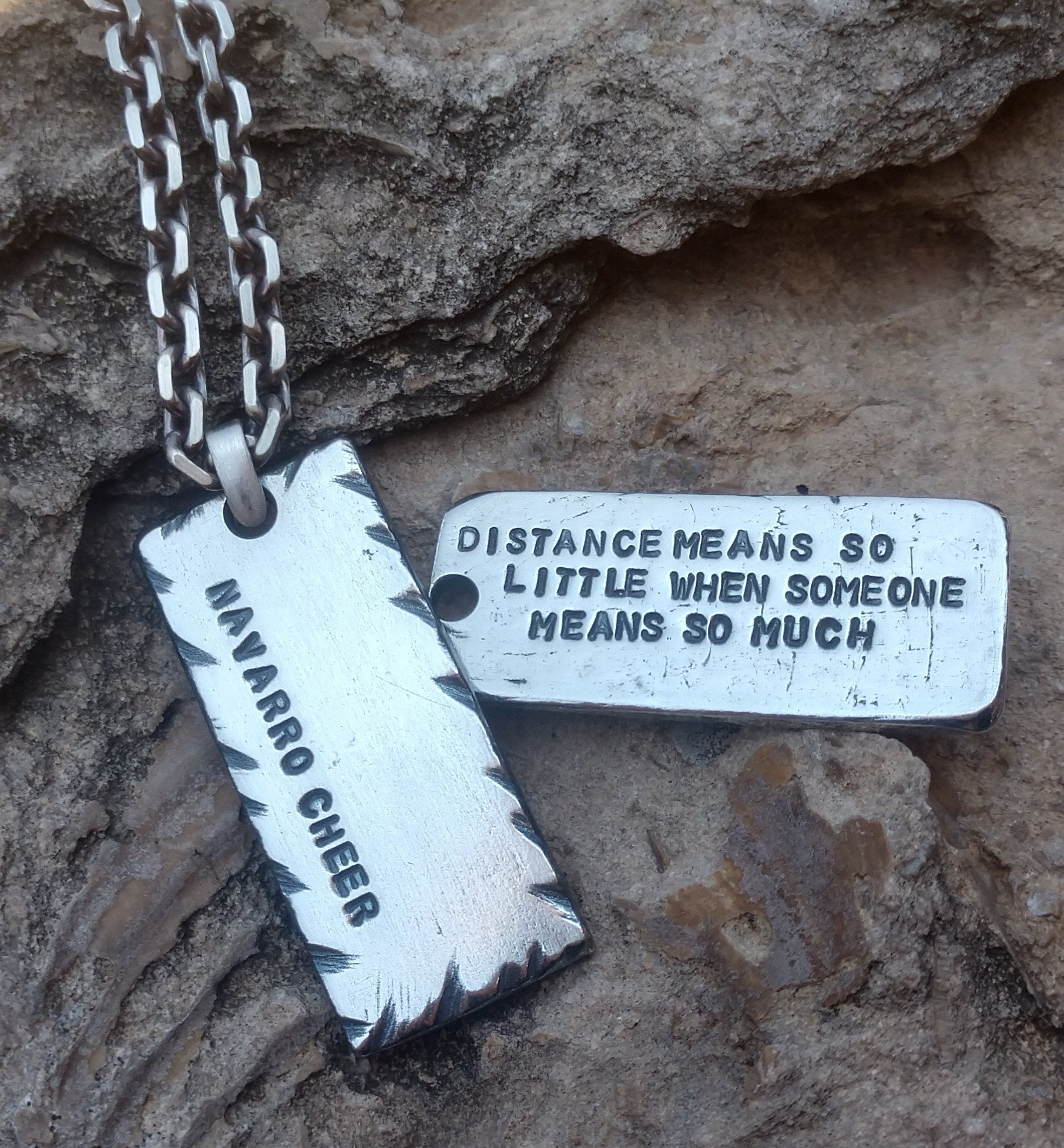 Mens Personalized Rectangle Pendant | Sterling Silver | Name Necklace - Ella Joli