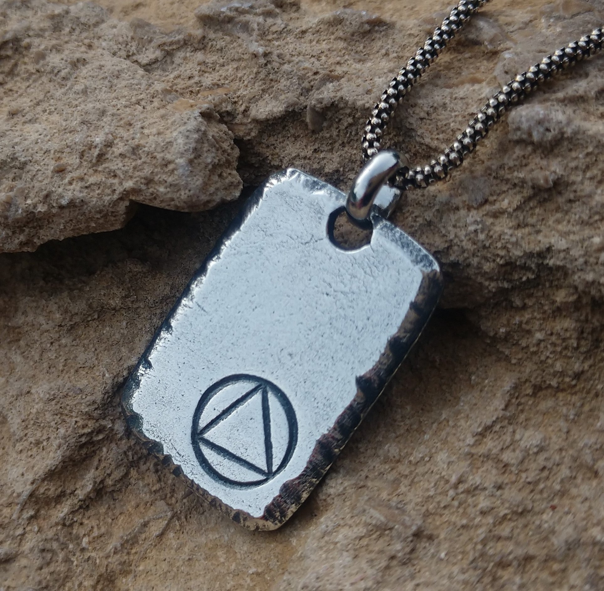 Mens Recovery Necklace | Sterling Silver Personalized AA or NA Pendant - Ella Joli