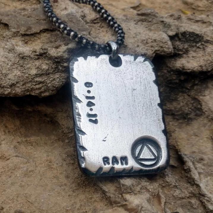 Mens Recovery Necklace | Sterling Silver Personalized AA or NA Pendant - Ella Joli