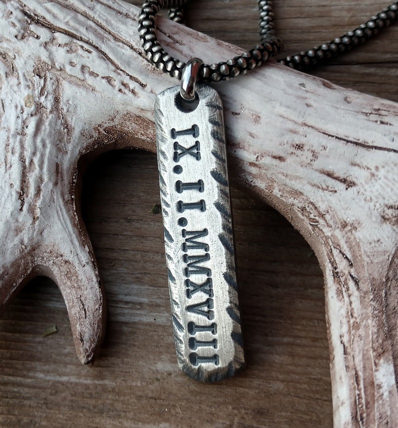 Mens Personalized Bar Necklace | Sterling Silver Bar Necklace | Custom - Ella Joli