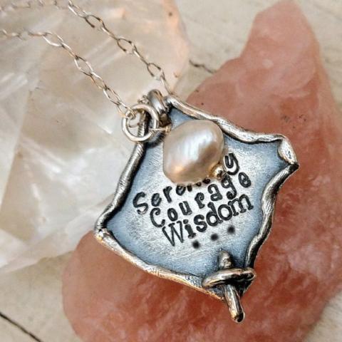 Serenity Prayer Necklace Sterling Silver Encouragement Inspirational Gifts
