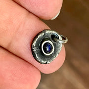 Small 3/4 inch sapphire pendant for men handmade in solid sterling silver