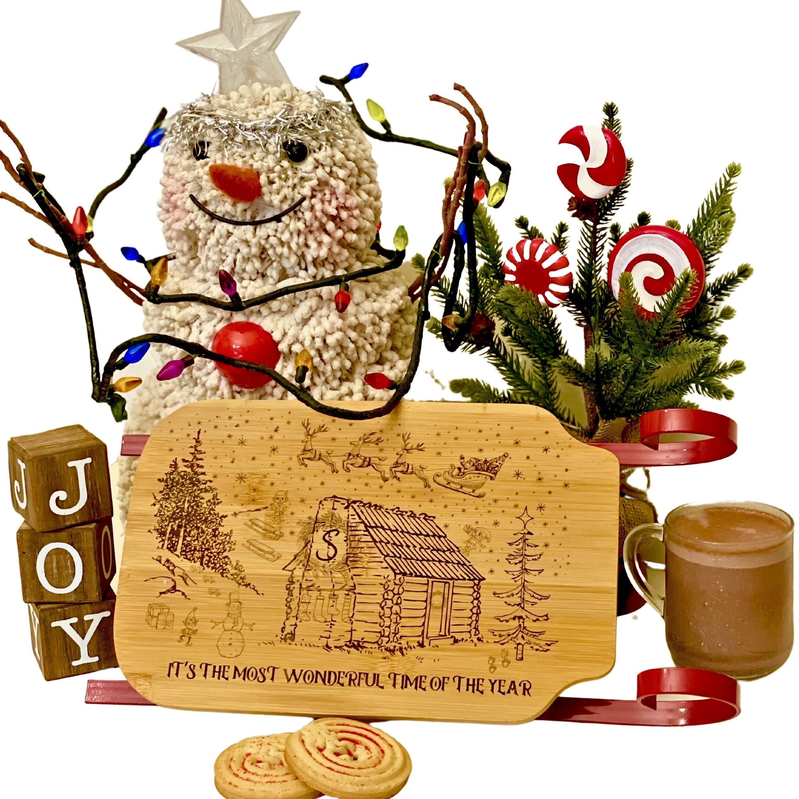 Santa Sleigh Serving Board Personalized Wood and Metal Christmas Charcuterie Board