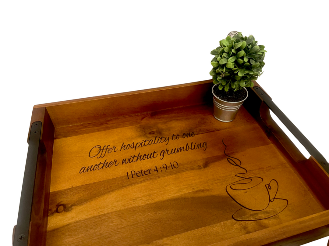 Custom Engraved Wood Tray | Decorative Serving & Ottoman Tray
