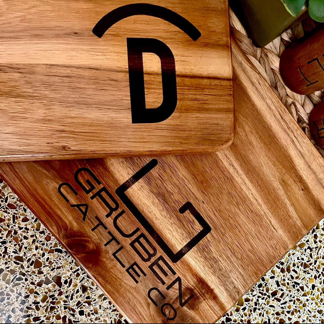 Engraved Ranch Brand Cutting or Charcuterie Board Gift Set