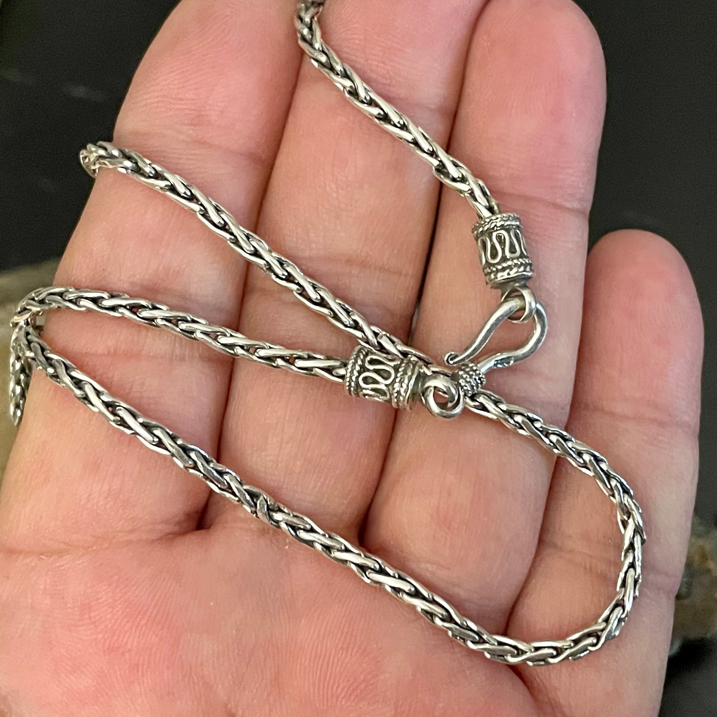 Oxidized Sterling Silver Wheat Chain 2.5mm Bali Necklace | Ella