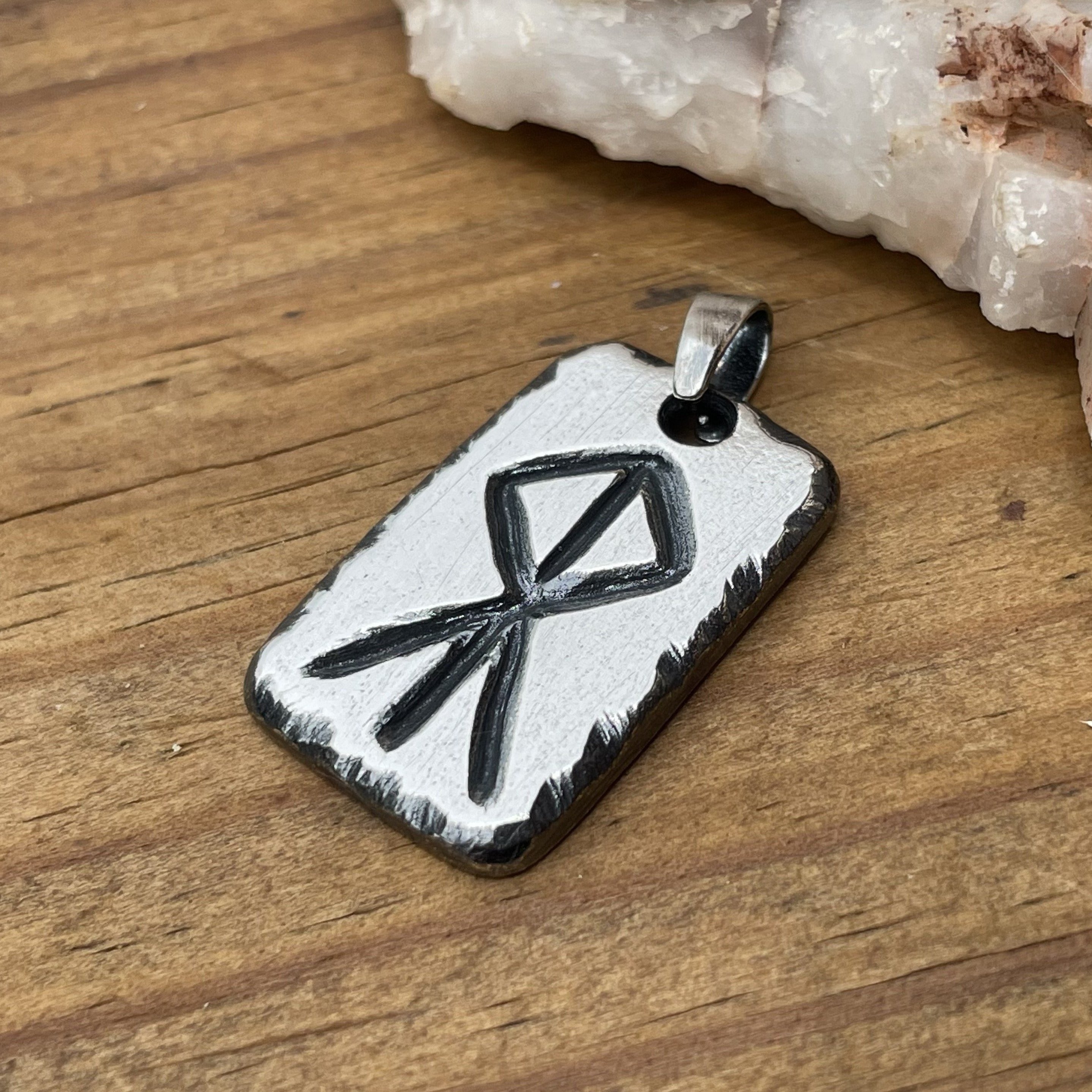 Viking Rune Courage Pendant | Custom Men's Sterling Silver Pendant Ella Joli 