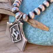 Heavy Silver Cow Ear Tag Custom Ranch Brand Pendant. 1.5 inches shown with Diamond Brand. 