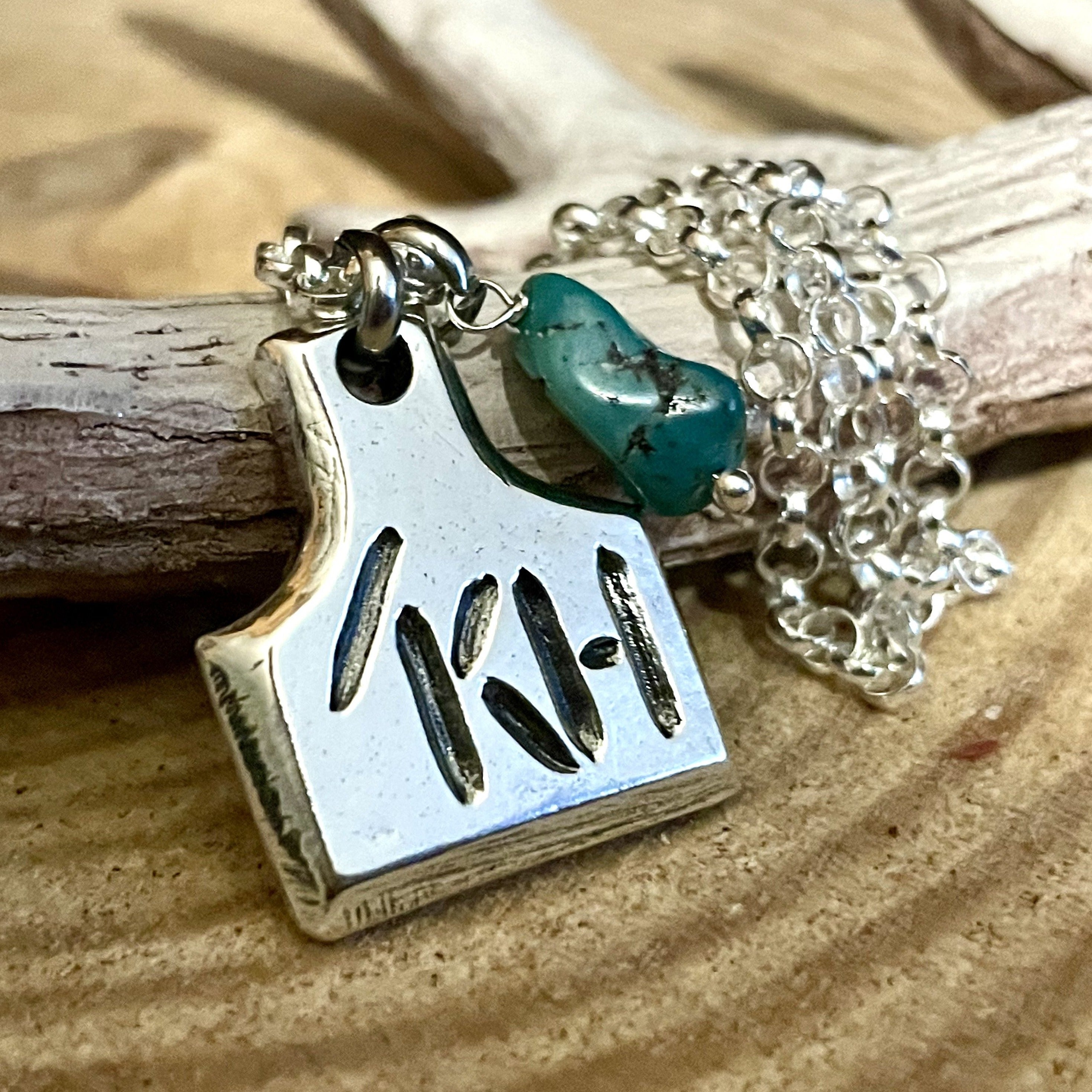 Custom Cow Tag Pendat with Ranch Brand Pendant Sterling Silver - Ella Joli