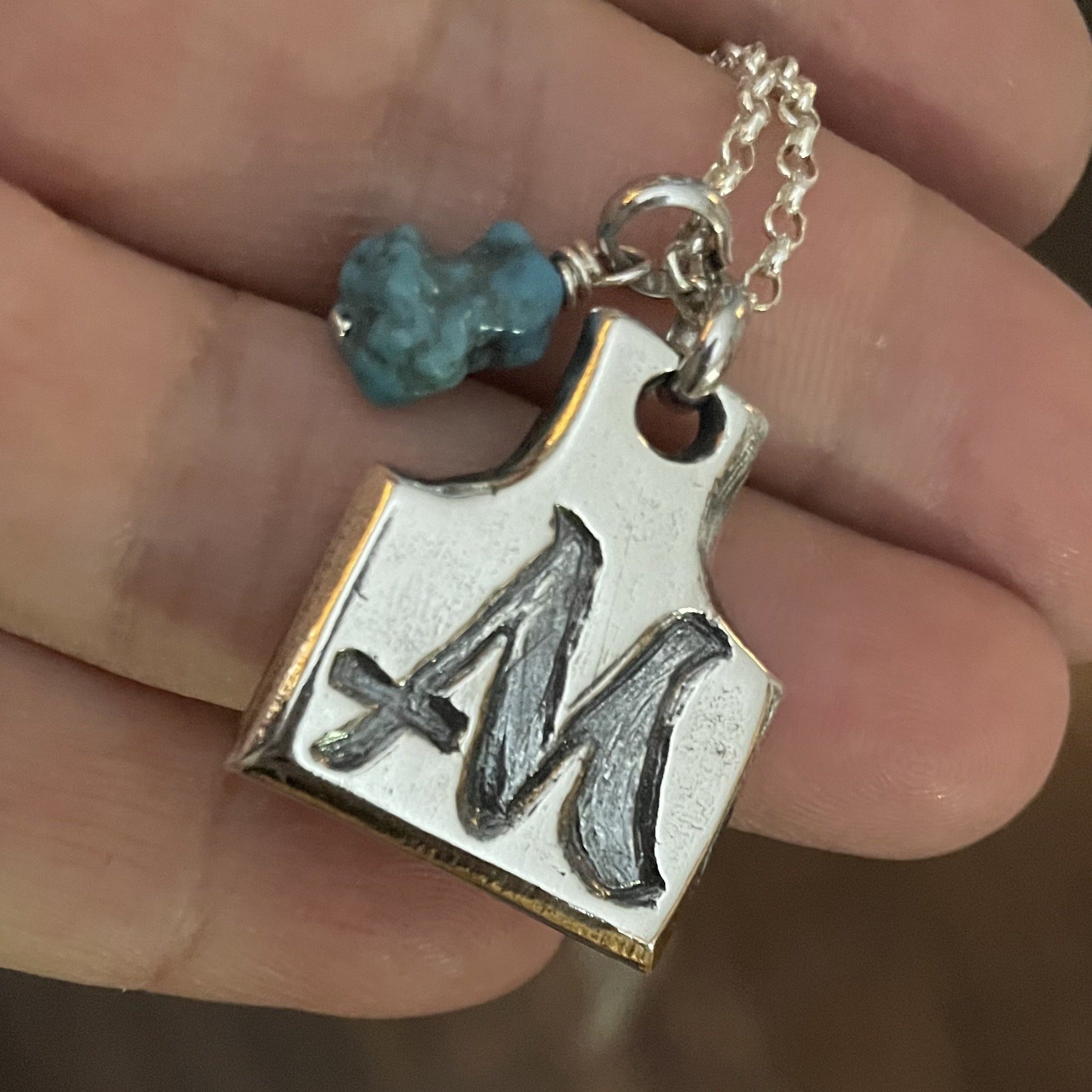 Custom Sterling Silver Cow Tag Necklace Pendant