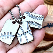 Men's Silver Football, Baseball or Basketball Pendant Necklace