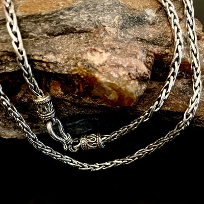925 sterling silver wheat chain oxidized 2.5mm specialty chains for men with decorative hook clasp bali style