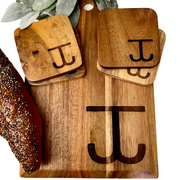 Custome Western Ranch Brand Cutting Board Charcuterie Board and Coasters Gift Set Ella Joli