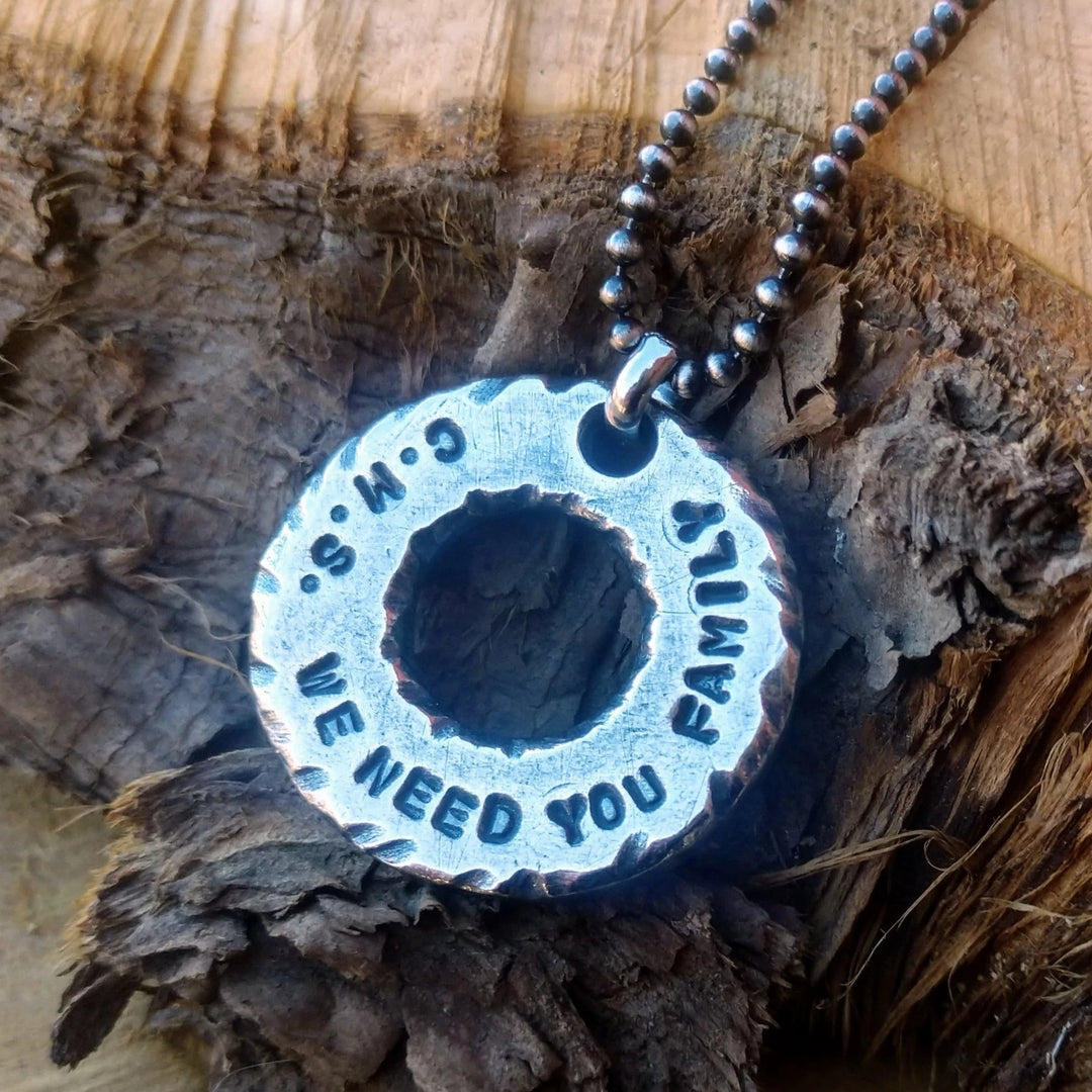Personalized Circle Necklace | Mens Eternity Necklace | Washer Pendant - Ella Joli 