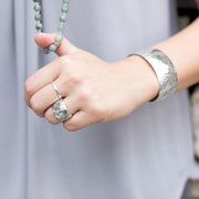 Hammered Silver Cuff Bracelet | Sterling Silver 1.5" Bangle Cuff - Ella Joli 