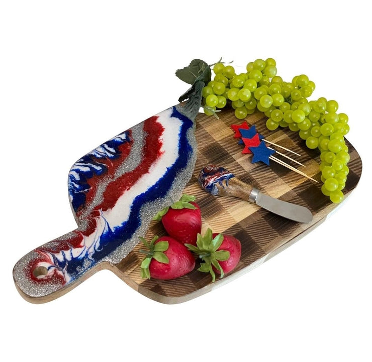Fourth of July Charcuterie Board, Red White and Blue Meath and Cheese Tray, Patriotic Party Decor, Memorial Day Decor, Patriotic Party Theme, July 4th Party Decor,  8 x 15