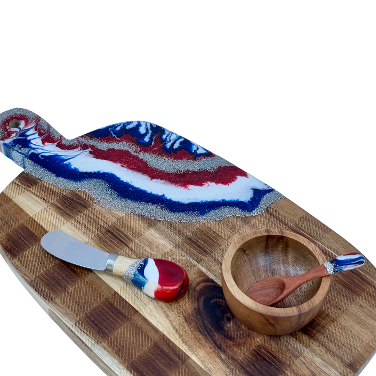 Patriotic Cutting Charcuterie Board | Red, White & Blue Cheese Tray