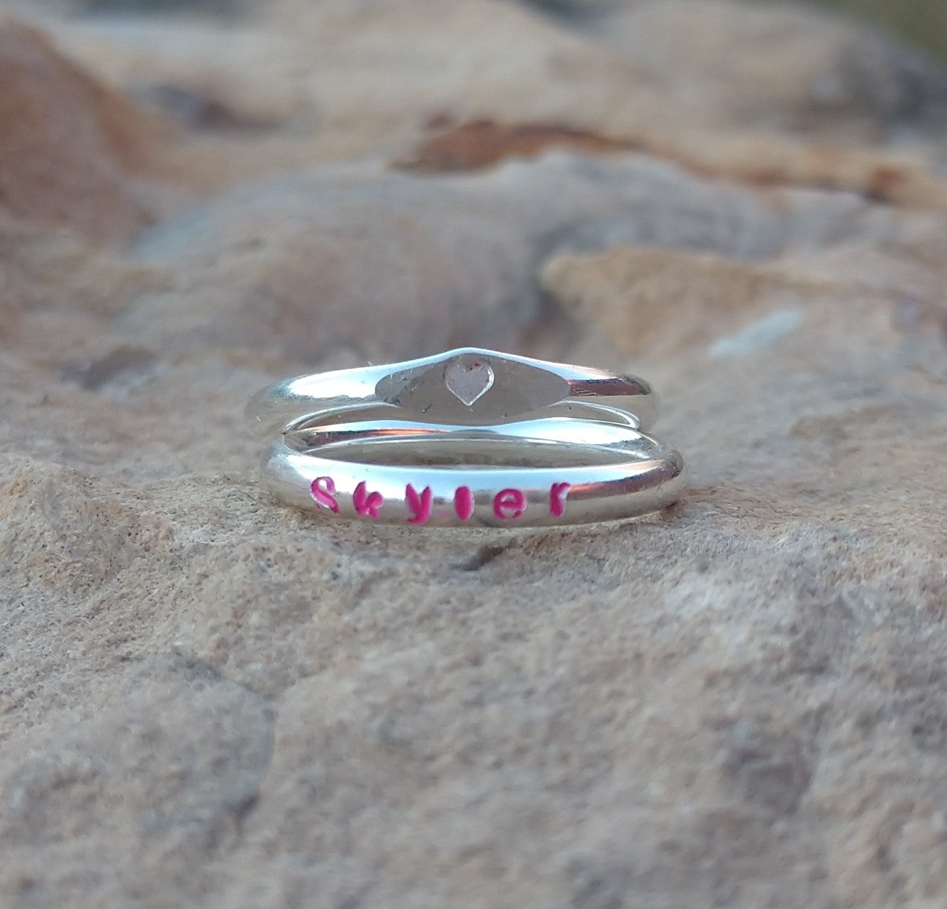Girls Personalized Name Ring | Sterling Silver Stacking Rings | Colors - Ella Joli 