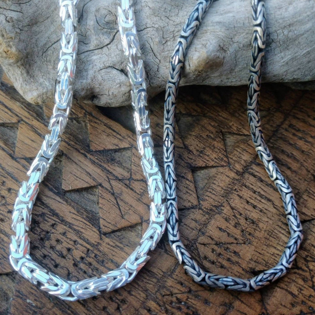 Byzantine Chain Necklace Heavy Sterling Silver 3.6mm | Luxury Chains for Men