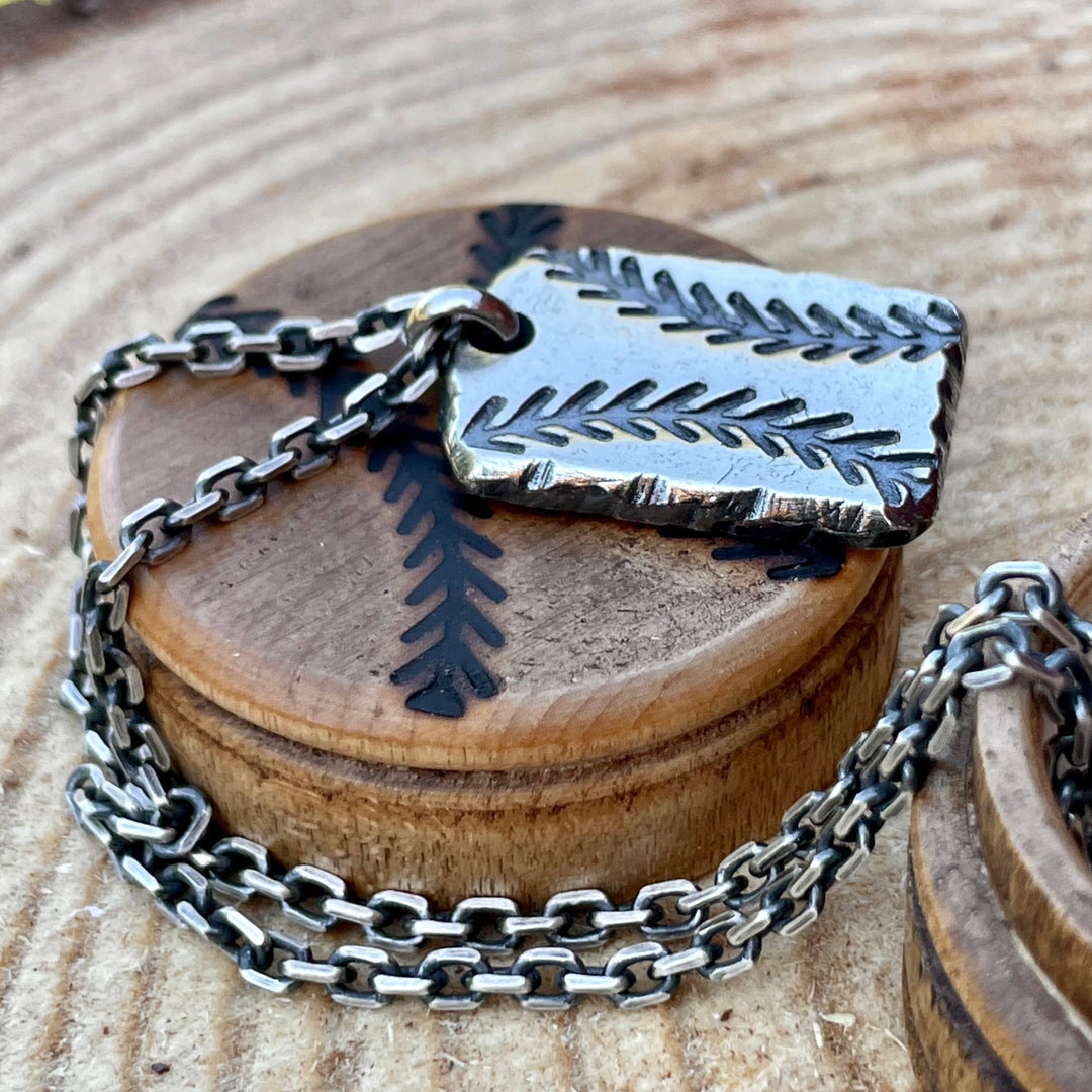 Mens Baseball Necklace with One inch pendant is solid sterling silver oxidized. Ella Joli