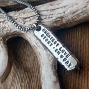 Mens Personalized Silver Pendant for Necklace, Custom Tag & Bar Pendants
