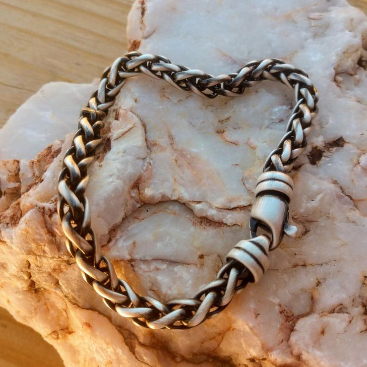 Stainless steel bracelet for men, wheat rope chain - JoyElly