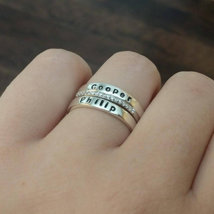Personalized Silver Stacking Rings | Stackable Name & Accent Rings