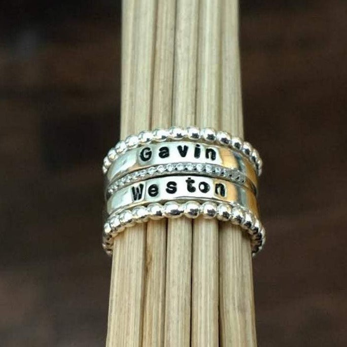 Personalized Silver Stacking Rings | Stackable Name & Accent Rings