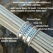 Personalized Silver Stacking Rings | Stackable Name & Accent Rings