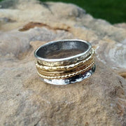 Gold and Silver Meditation Spinner Ring - Ella Joli 